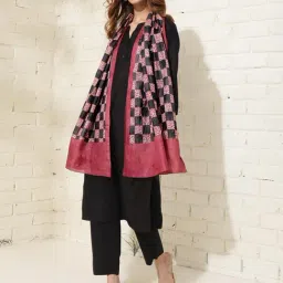 Fabindia Black & Pink Chequered Dupatta-picture-44