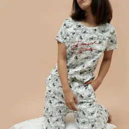Ginger by Lifestyle White Cotton Printed Night Suit-image-20