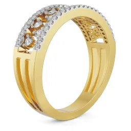 Emori 18k Yellow Gold & Diamond Clustered Broad Band Ring image 3