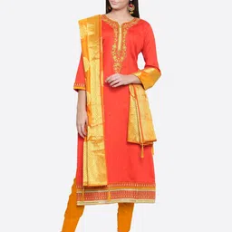 Kvsfab Rust Pink & Mustard Yellow Cotton Blend Unstitched Dress Material-picture-17