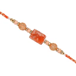 Aapno Rajasthan Orange Resin Beaded Single Rakhi image 3