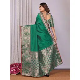 Elora Green Woven Saree image 2