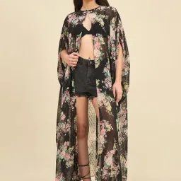 The Kaftan Company Black Regular Fit Printed Resort Wear Dress-image-73