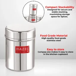 HAZEL Silver Stainless Steel Air Tight Storage Containers 200 ml - Set of 2 image 3