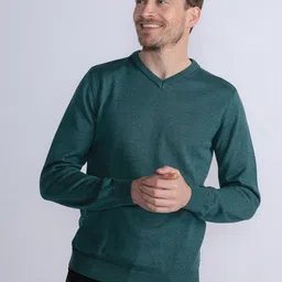 Petrol V-Neck Fine Knit Pullover-picture-17