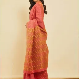 Soch Peach Silk Woven Saree With Unstitched Blouse image 3