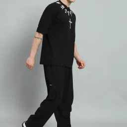 Griffel Black Cotton Loose Fit Printed Co-Ord Set image 3