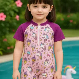 Bubble Berry Girls Purple Printed Swimsuit-image-53