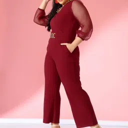 CURVE BY KASSUALLY Maroon Jumpsuit image 3