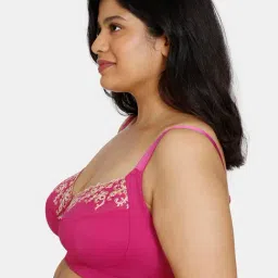 Zivame Dark Pink Floral Full Coverage Double Layered Bra image 3
