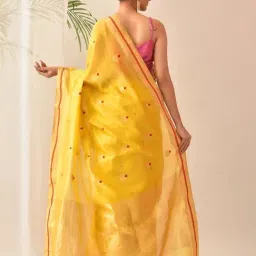 Jaypore Mustard Yellow Cotton Silk Self Design Chanderi Saree image 2