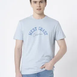 Red Tape Light Blue Cotton Regular Fit Printed T-Shirt-image-94
