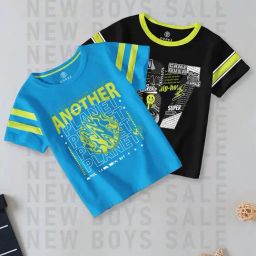 Codez Kids Blue & Black Printed T-Shirt (Pack Of 2)-picture-28