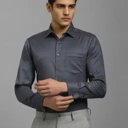 Louis Philippe Grey Cotton Slim Fit Texture Shirt-picture-23