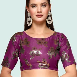 Moda Rapido Woven-Design Jacquard Boat Neck Saree Blouse-image-78
