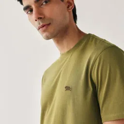 Andamen Olive Regular Fit Solid T-Shirt image 5