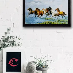 eCraftIndia Multicoloured Running Horses UV Wall Art-picture-20