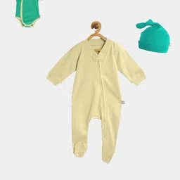 cherrytoes Set of 3 Vanilla & Forest Zip Footie Onesie and Beanie Premium Gift Set-picture-24