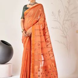 Saree Mall Orange Woven Sarees With Unstitched Blouse-picture-26