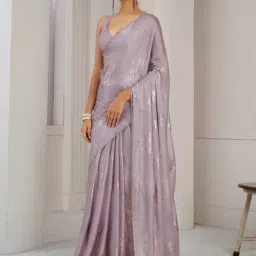 Saree Mall Mauve Silk Self Saree with Blouse Piece-picture-12