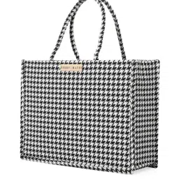 NR by Nidhi Rathi Black Fabric Textured Tote Handbag image 5