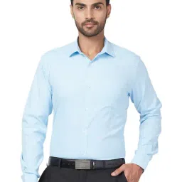 Park Avenue Blue Slim Fit Texture Shirt-image-9