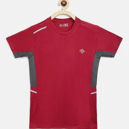 CHIMPRALA Boys Maroon & Grey Solid Round Neck Sports T-shirt-picture-18