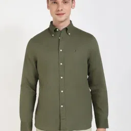 Tommy Hilfiger Battle Green Cotton Regular Fit Shirt-picture-21