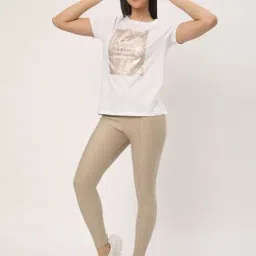 R&B White Cotton Graphic Print Regular Fit T-Shirt image 4