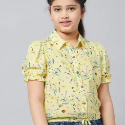 StyloBug Girls Yellow Printed Top-image-88