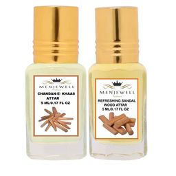Menjewell Set Of 2 Chandan-E-Khaas & Refreshing Sandalwood Attars 10ml-picture-3