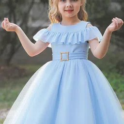 FOREVER FRIDAY Girls Cold-Shoulder Round Neck Ruffles Detail Fit and Flare Dress-picture-36