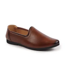 FAUSTO Men Tan Textured PU Mojaris-picture-18