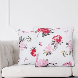 SWAYAM White & Pink Set of 2 Floral Square Cushion Covers-picture-43