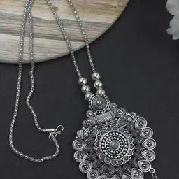 NAMAN ARTS Set Of 2 Silver-Plated Necklace-image-4