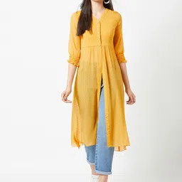 Miss Chase Woman Yellow Chiffon Maxi Longline Top image 1