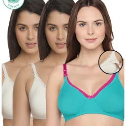 Inner Sense Pack Of 3 Organic Cotton Antimicrobial Soft Nursing Bra - White & Blue-picture-13