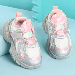 KIDLINGSS Holographic Designed Shoes With Velcro Closure - Light Pink-picture-21