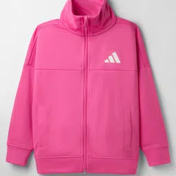 ADIDAS KIDS Knit Full Sleeves Jacket With Brand logo Print - Pink-picture-10
