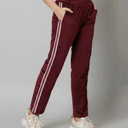 ALAN JONES Cotton Blend Knit Side Taped Trackpants - Wine-picture-27