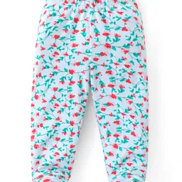 Babyhug Interlock Cotton Knit Bootie Leggings with Floral Print Pack of 3 - Dark Pink & Peach image 2