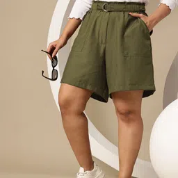 Sztori Women Plus Size High-Rise Belted Shorts-picture-28