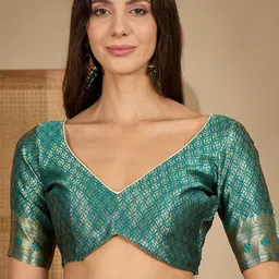 all about you Ethnic Motifs Zari Silk Blend Heavy Work Paithani Saree image 4