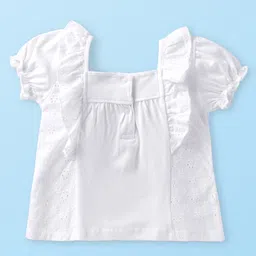 Babyhug Single Jersey Knit Half Sleeves Solid Colour Top & Shorts With Floral Print - White image 3
