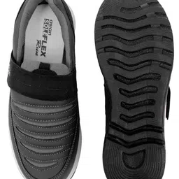 asian Colour Blocked Running Shoes With Velcro Closure - Black & Grey image 4