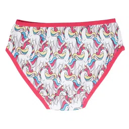 Charm n Cherish Cotton Pack Of 7 Rainbow & Unicorn Printed Panties - White & Pink image 4