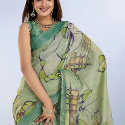 DAATAR Abstract Printed Saree With Blouse Piece image 3