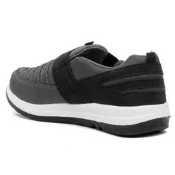 asian Colour Blocked Running Shoes With Velcro Closure - Black & Grey image 5
