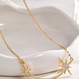 Estailo fashion Gold-Plated Artificial Stones Studded Minimal Necklace-picture-41