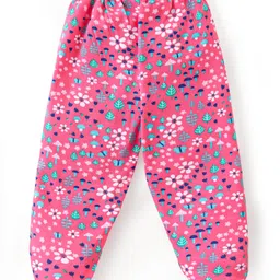 Babyhug Interlock Cotton Knit Bootie Leggings with Floral Print Pack of 3 - Dark Pink & Peach image 5